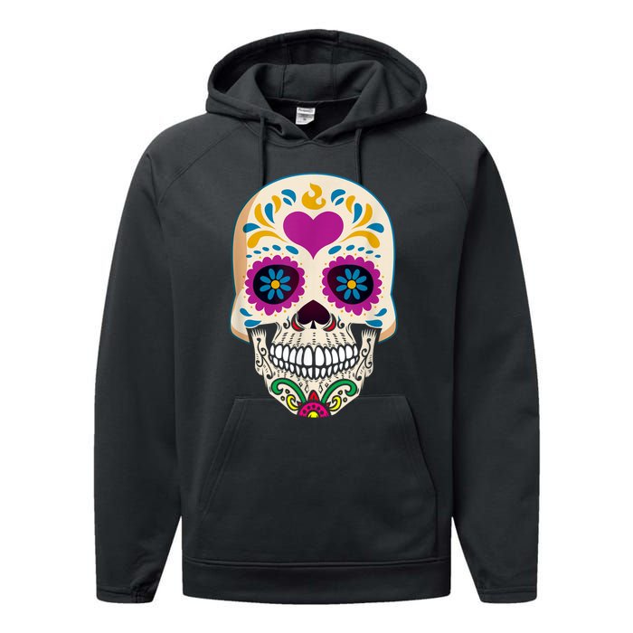 Sugar Skull Calavera Day Of The Dead Dia De Los Muertos Performance Fleece Hoodie