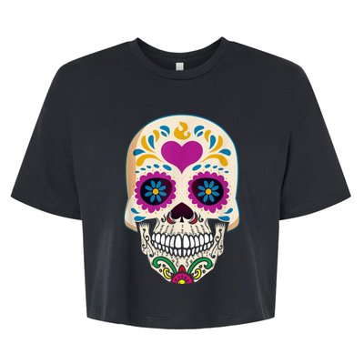 Sugar Skull Calavera Day Of The Dead Dia De Los Muertos Bella+Canvas Jersey Crop Tee