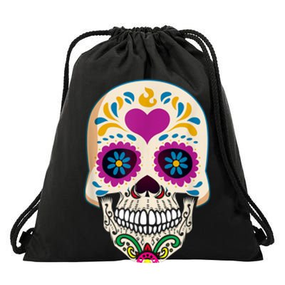 Sugar Skull Calavera Day Of The Dead Dia De Los Muertos Drawstring Bag