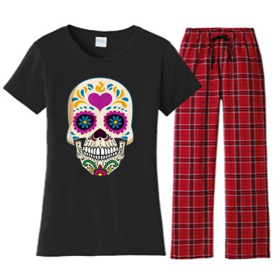 Sugar Skull Calavera Day Of The Dead Dia De Los Muertos Women's Flannel Pajama Set