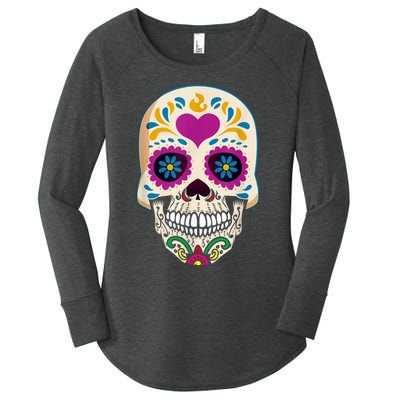 Sugar Skull Calavera Day Of The Dead Dia De Los Muertos Women's Perfect Tri Tunic Long Sleeve Shirt