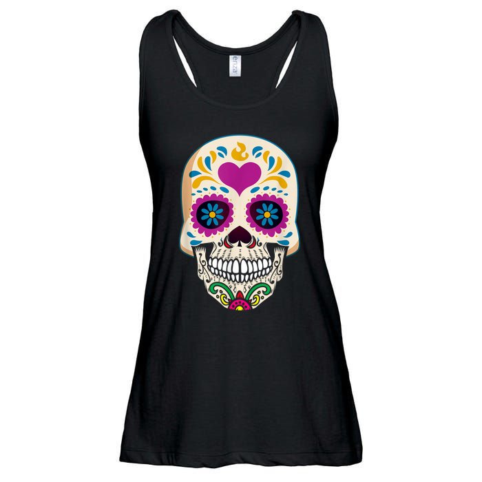 Sugar Skull Calavera Day Of The Dead Dia De Los Muertos Ladies Essential Flowy Tank