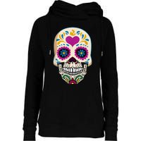 Sugar Skull Calavera Day Of The Dead Dia De Los Muertos Womens Funnel Neck Pullover Hood