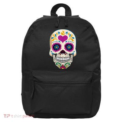 Sugar Skull Calavera Day Of The Dead Dia De Los Muertos 16 in Basic Backpack