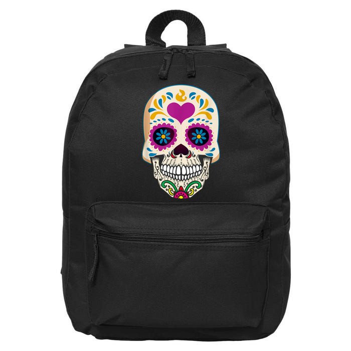 Sugar Skull Calavera Day Of The Dead Dia De Los Muertos 16 in Basic Backpack