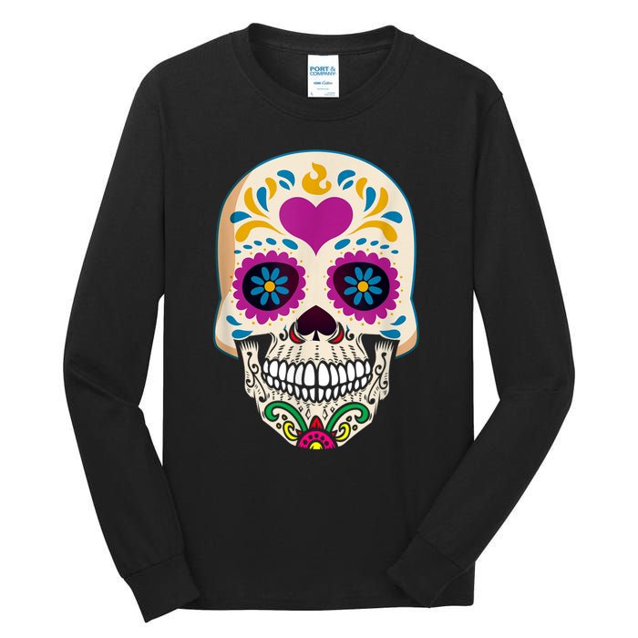 Sugar Skull Calavera Day Of The Dead Dia De Los Muertos Tall Long Sleeve T-Shirt