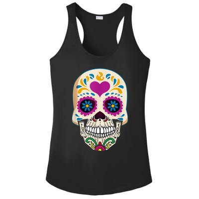 Sugar Skull Calavera Day Of The Dead Dia De Los Muertos Ladies PosiCharge Competitor Racerback Tank