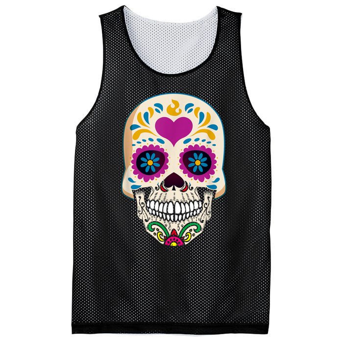 Sugar Skull Calavera Day Of The Dead Dia De Los Muertos Mesh Reversible Basketball Jersey Tank