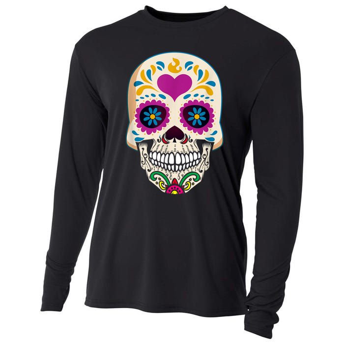 Sugar Skull Calavera Day Of The Dead Dia De Los Muertos Cooling Performance Long Sleeve Crew