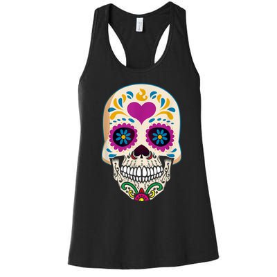 Sugar Skull Calavera Day Of The Dead Dia De Los Muertos Women's Racerback Tank