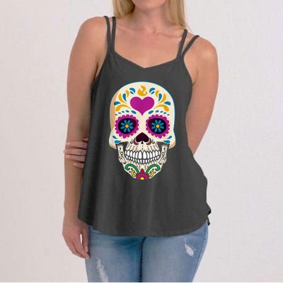 Sugar Skull Calavera Day Of The Dead Dia De Los Muertos Women's Strappy Tank