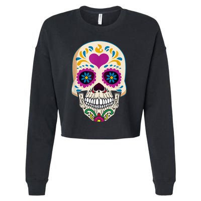 Sugar Skull Calavera Day Of The Dead Dia De Los Muertos Cropped Pullover Crew