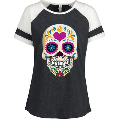 Sugar Skull Calavera Day Of The Dead Dia De Los Muertos Enza Ladies Jersey Colorblock Tee