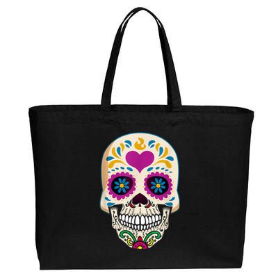 Sugar Skull Calavera Day Of The Dead Dia De Los Muertos Cotton Canvas Jumbo Tote