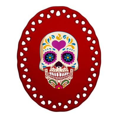 Sugar Skull Calavera Day Of The Dead Dia De Los Muertos Ceramic Oval Ornament