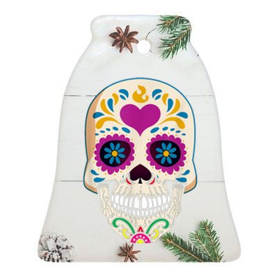 Sugar Skull Calavera Day Of The Dead Dia De Los Muertos Ceramic Bell Ornament