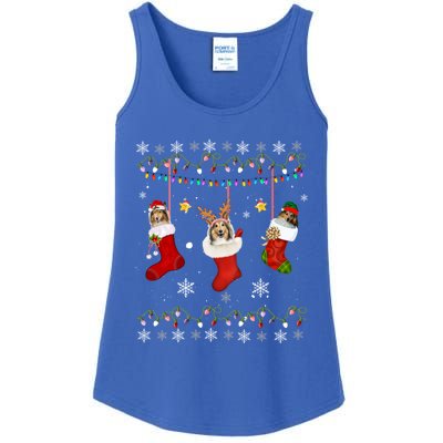 Shetland Sheepdog Christmas Socks Lights Gift Dog Lover Xmas Gift Ladies Essential Tank