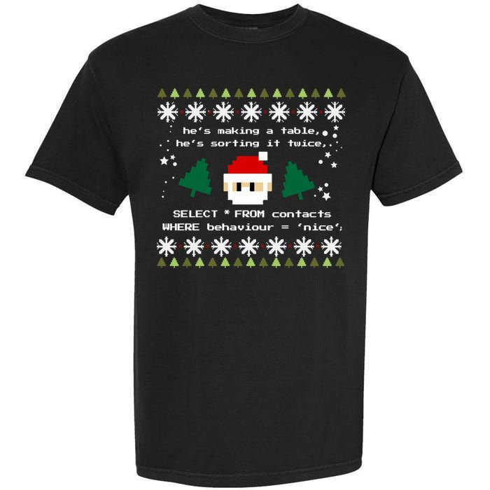 Sql Santa Claus Database Clause Developer Code Db Programmer Gift Garment-Dyed Heavyweight T-Shirt
