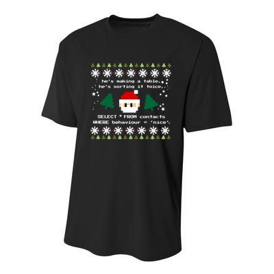 Sql Santa Claus Database Clause Developer Code Db Programmer Gift Youth Performance Sprint T-Shirt