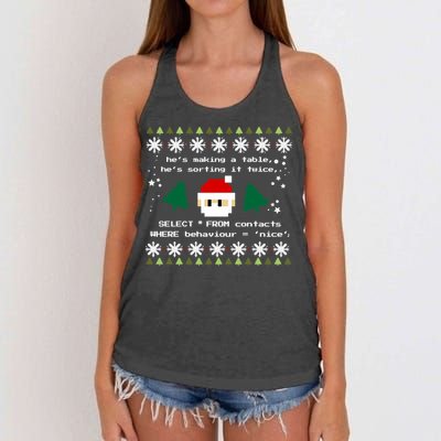 Sql Santa Claus Database Clause Developer Code Db Programmer Gift Women's Knotted Racerback Tank