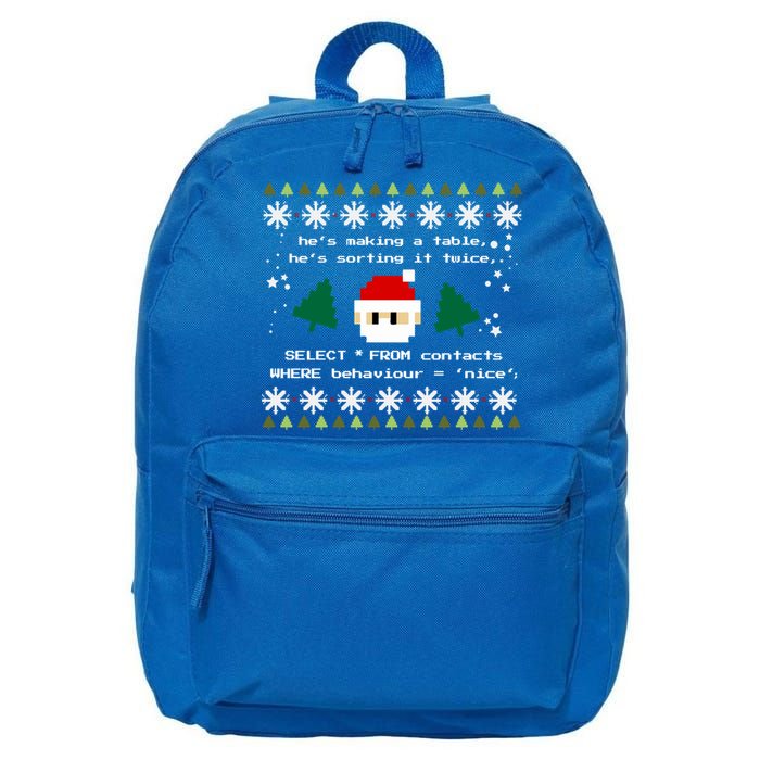 Sql Santa Claus Database Clause Developer Code Db Programmer Gift 16 in Basic Backpack