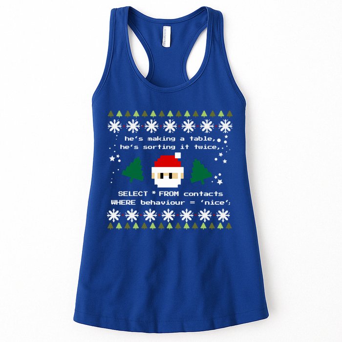 Sql Santa Claus Database Clause Developer Code Db Programmer Gift Women's Racerback Tank