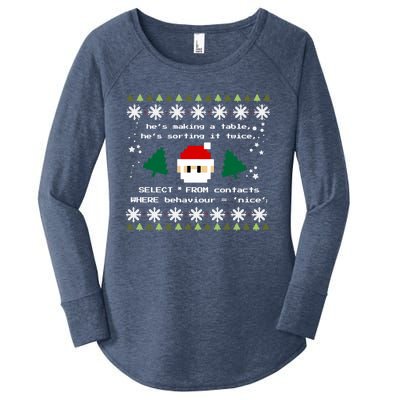 Sql Santa Claus Database Clause Developer Code Db Programmer Gift Women's Perfect Tri Tunic Long Sleeve Shirt