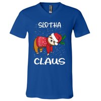 Sloth Santa Claus Merry Slothmas Santa Sloth Slotha Claus Cute Gift V-Neck T-Shirt