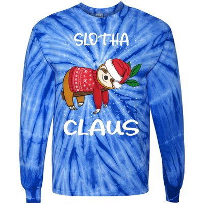 Sloth Santa Claus Merry Slothmas Santa Sloth Slotha Claus Cute Gift Tie-Dye Long Sleeve Shirt