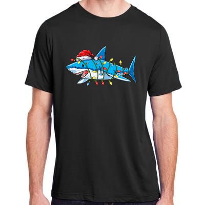 Santa Shark Christmas Lights Sharkmas Tree Xmas Adult ChromaSoft Performance T-Shirt