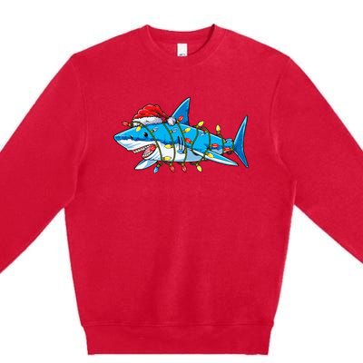 Santa Shark Christmas Lights Sharkmas Tree Xmas Premium Crewneck Sweatshirt