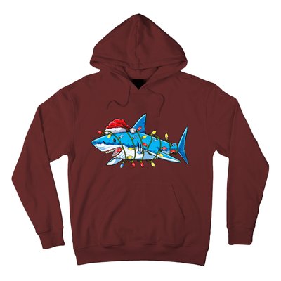 Santa Shark Christmas Lights Sharkmas Tree Xmas Hoodie