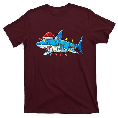 Santa Shark Christmas Lights Sharkmas Tree Xmas T-Shirt