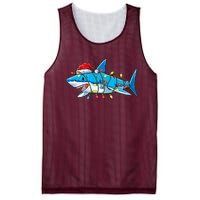 Santa Shark Christmas Lights Sharkmas Tree Xmas Mesh Reversible Basketball Jersey Tank