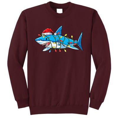 Santa Shark Christmas Lights Sharkmas Tree Xmas Tall Sweatshirt