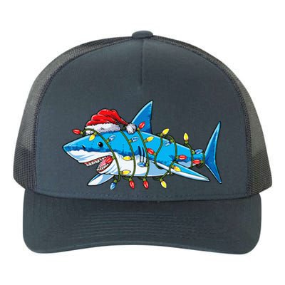 Santa Shark Christmas Lights Sharkmas Tree Xmas Yupoong Adult 5-Panel Trucker Hat