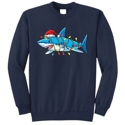 Santa Shark Christmas Lights Sharkmas Tree Xmas Sweatshirt