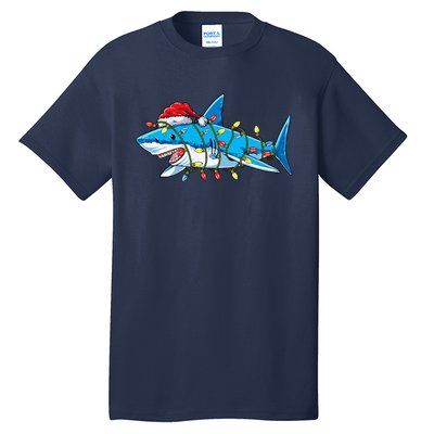 Santa Shark Christmas Lights Sharkmas Tree Xmas Tall T-Shirt