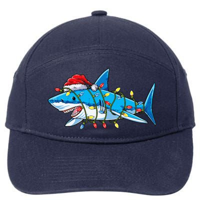 Santa Shark Christmas Lights Sharkmas Tree Xmas 7-Panel Snapback Hat