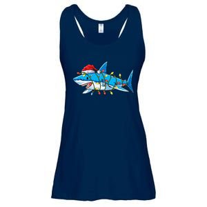 Santa Shark Christmas Lights Sharkmas Tree Xmas Ladies Essential Flowy Tank