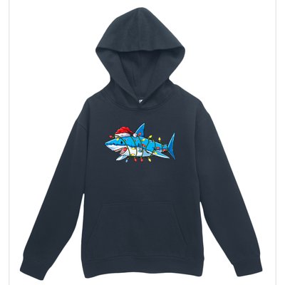 Santa Shark Christmas Lights Sharkmas Tree Xmas Urban Pullover Hoodie