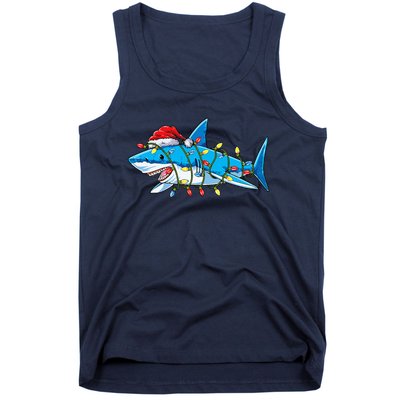 Santa Shark Christmas Lights Sharkmas Tree Xmas Tank Top