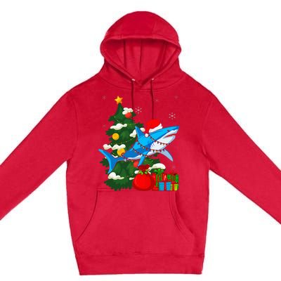 Santa Shark Christmas Lights Sharkmas Tree Xmas Premium Pullover Hoodie