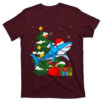 Santa Shark Christmas Lights Sharkmas Tree Xmas T-Shirt