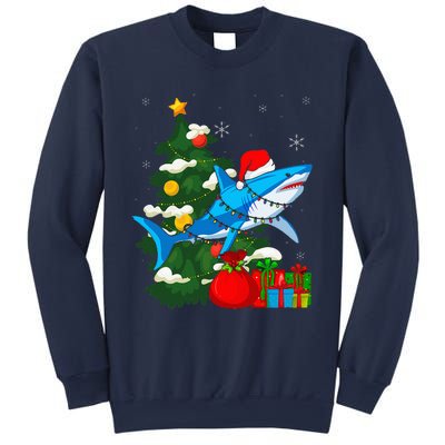 Santa Shark Christmas Lights Sharkmas Tree Xmas Sweatshirt