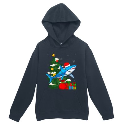 Santa Shark Christmas Lights Sharkmas Tree Xmas Urban Pullover Hoodie