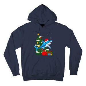 Santa Shark Christmas Lights Sharkmas Tree Xmas Tall Hoodie