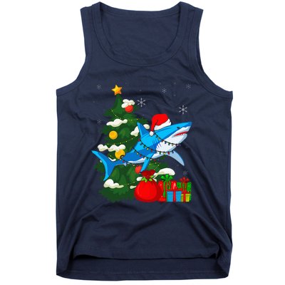 Santa Shark Christmas Lights Sharkmas Tree Xmas Tank Top