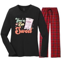 So Sweet Cute Heart Funny ICU ER Nurse Happy Valentines Day Women's Long Sleeve Flannel Pajama Set 