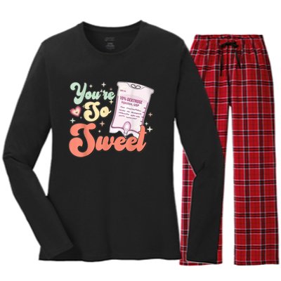 So Sweet Cute Heart Funny ICU ER Nurse Happy Valentines Day Women's Long Sleeve Flannel Pajama Set 